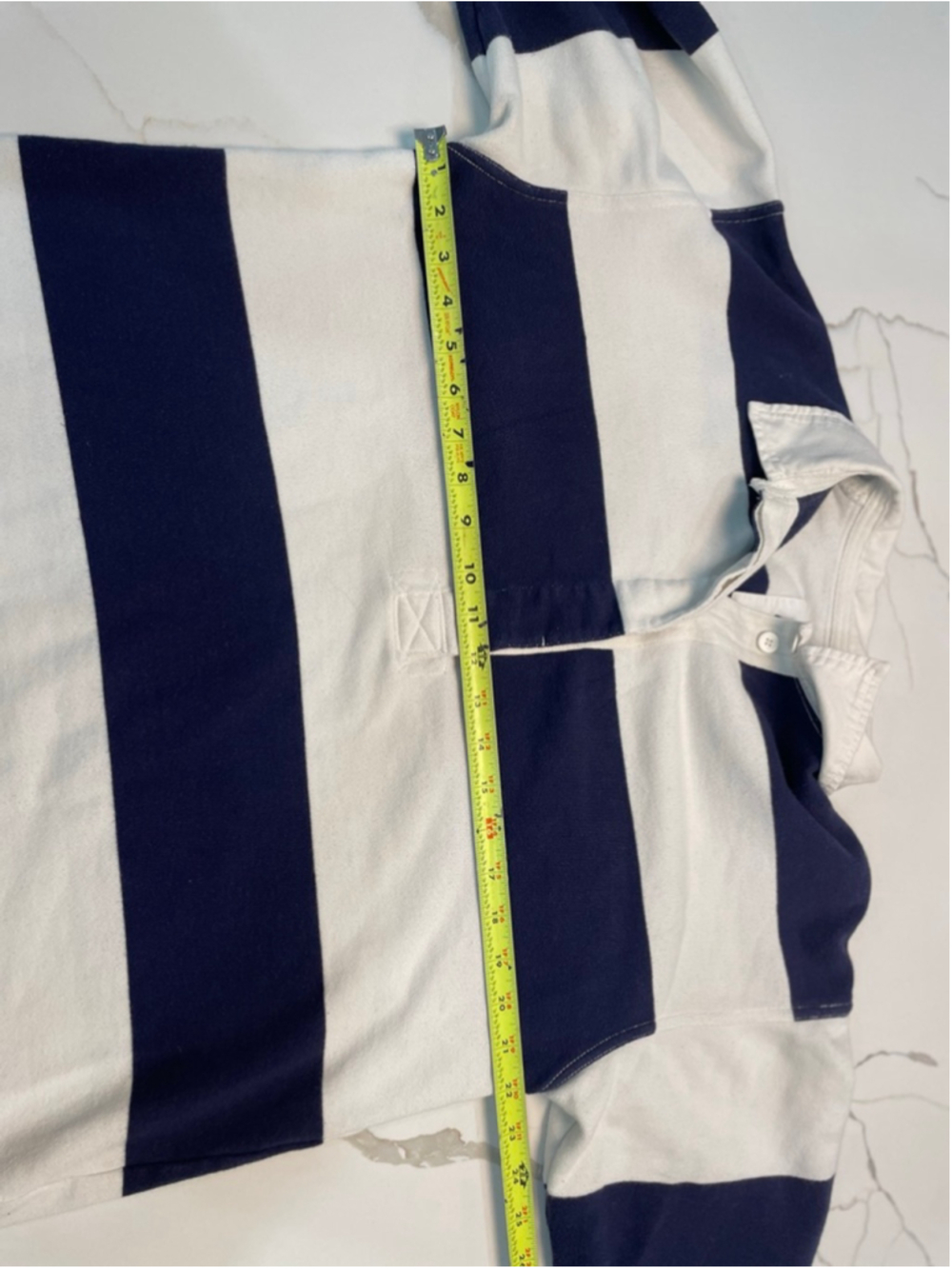 Aerie Long Sleeve Pep Rally Rugby Sweatshirt S Navy White Striped Preppy Coastal - Picture 6 of 7